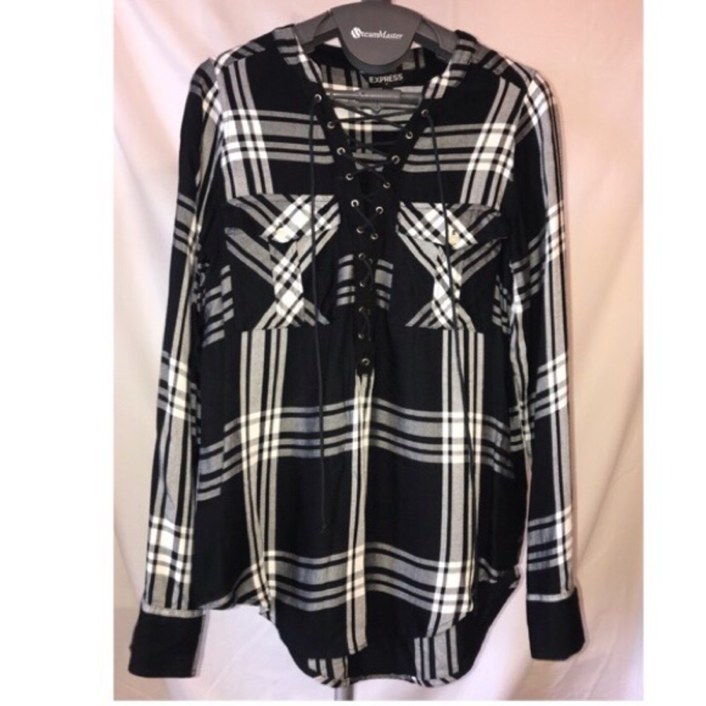 Express Black & White Hi-Low Shirt